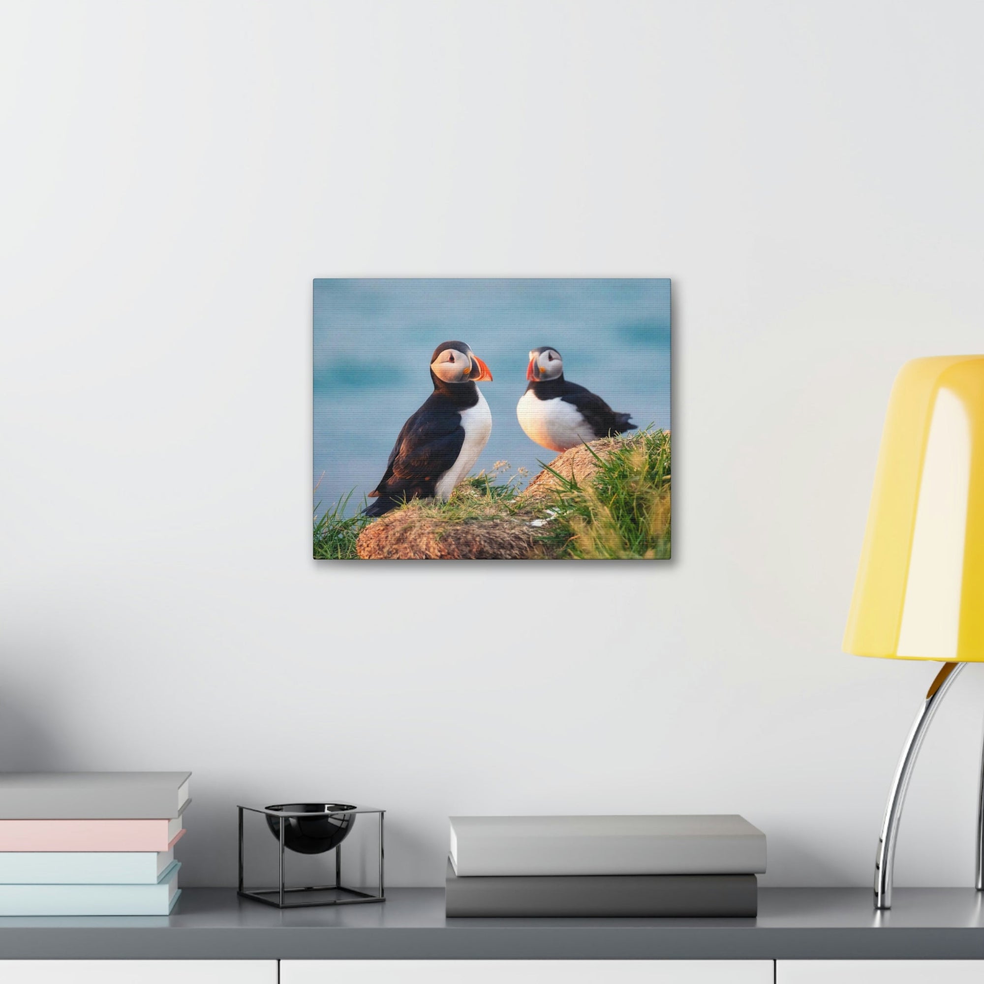 Scripture Walls Atlantic Puffin Couple Atlantic Puffin Troop Print Animal Wall Art Wildlife Canvas Prints Wall Art Ready to Hang Unframed-Express Your Love Gifts