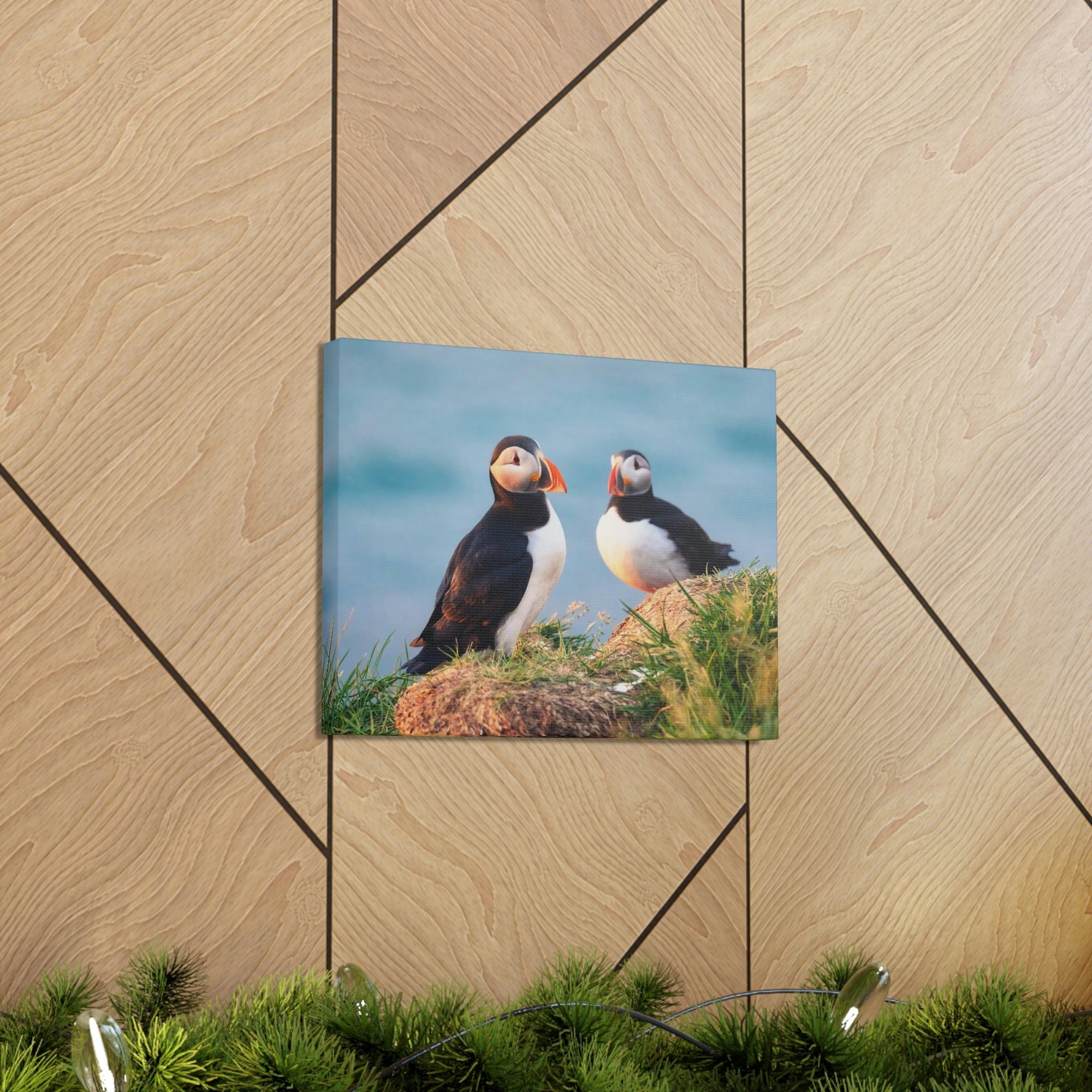 Scripture Walls Atlantic Puffin Couple Atlantic Puffin Troop Print Animal Wall Art Wildlife Canvas Prints Wall Art Ready to Hang Unframed-Express Your Love Gifts