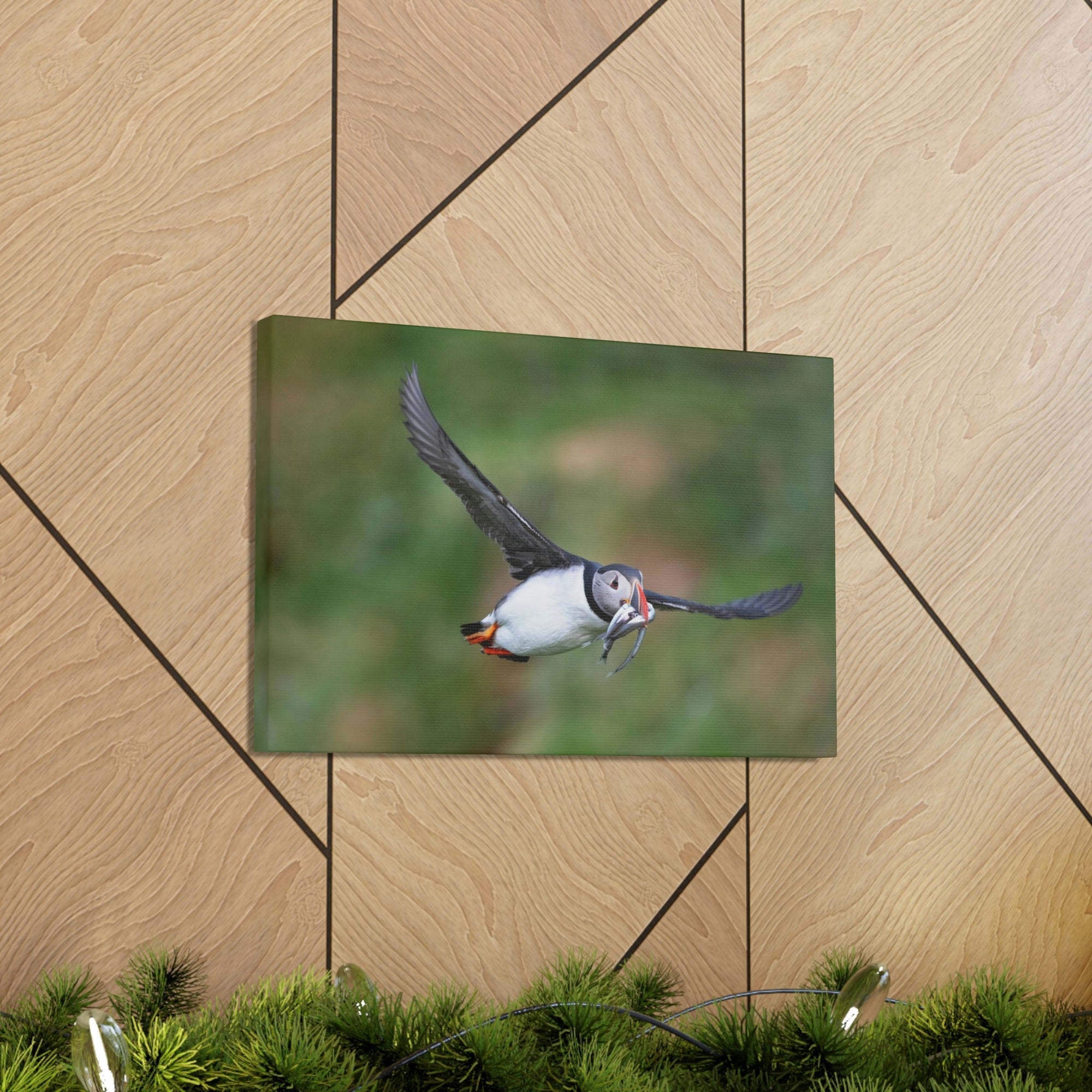 Scripture Walls Atlantic Puffin Hunting Atlantic Puffin on Hunt Print Animal Wall Art Wildlife Canvas Prints Wall Art Ready to Hang Unframed-Express Your Love Gifts