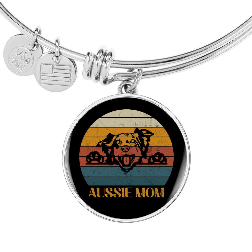 Aussie Dog Mom Bracelet Stainless Steel or 18k Gold Circle Bangle-Express Your Love Gifts