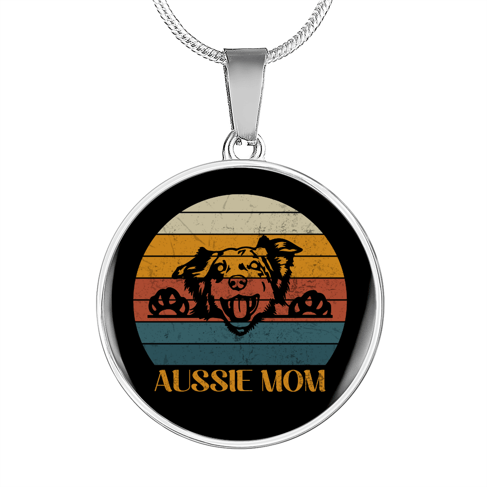 Aussie Dog Mom Circle Necklace Stainless Steel or 18k Gold 18-22"-Express Your Love Gifts