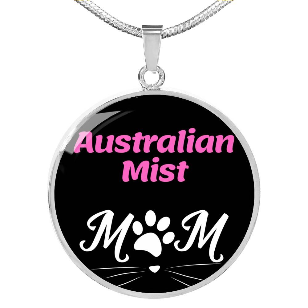 Australian Mist Cat Mom Necklace Circle Pendant Stainless Steel or 18k Gold 18-22"-Express Your Love Gifts