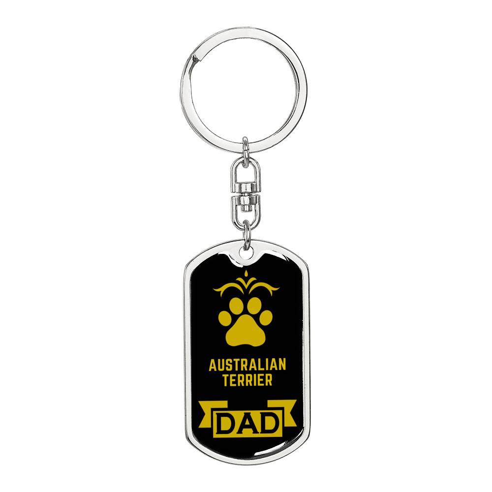 Australian Terrier Keychain Stainless Steel or 18k Gold-Express Your Love Gifts