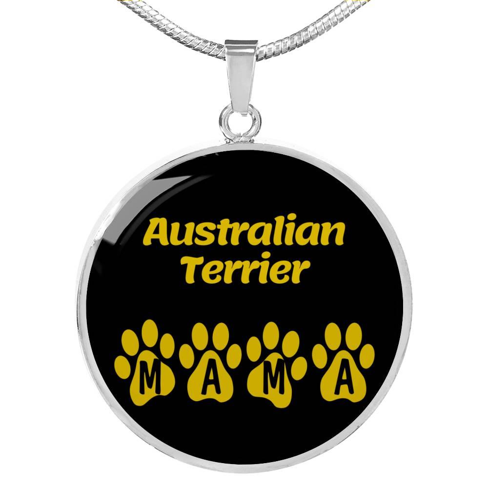 Australian Terrier Mama Circle Necklace Stainless Steel or 18k Gold 18-22" Dog Owner Lover-Express Your Love Gifts