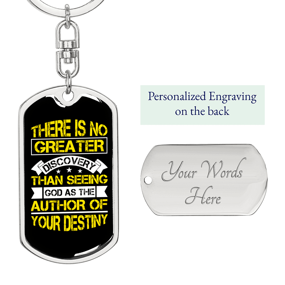 Author Of Your Destiny Keychain Stainless Steel or 18k Gold Dog Tag Keyring-Express Your Love Gifts