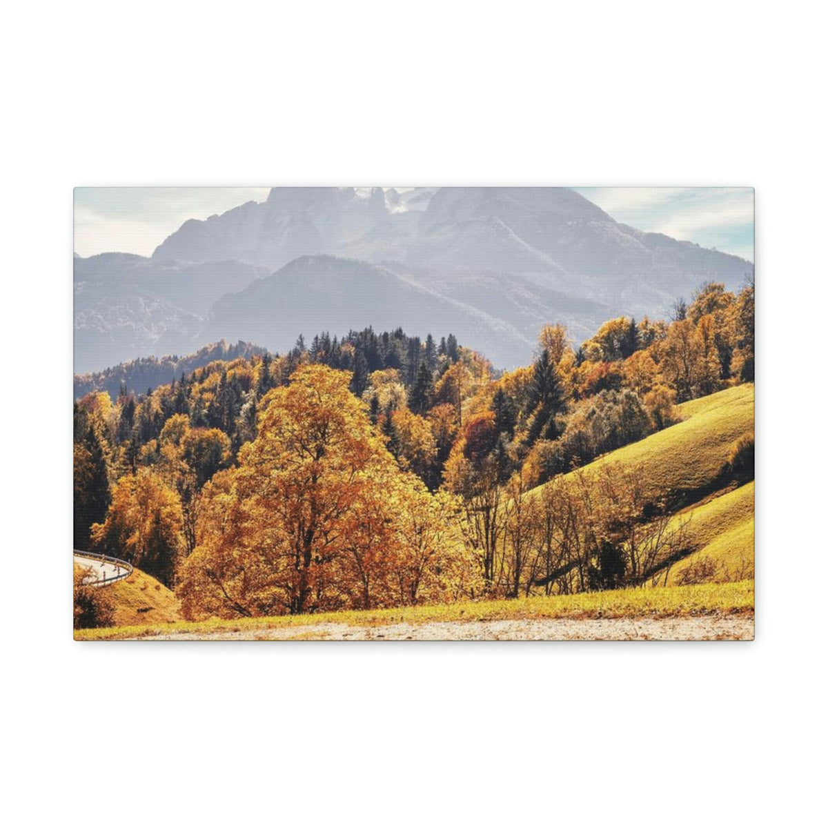 Autumn Fall Scene Beautiful Stunning Autumn Landscape Beauty Nature Scene Vivid Atmospheric Nature Wall Art Ready to Hang Unframed-Express Your Love Gifts