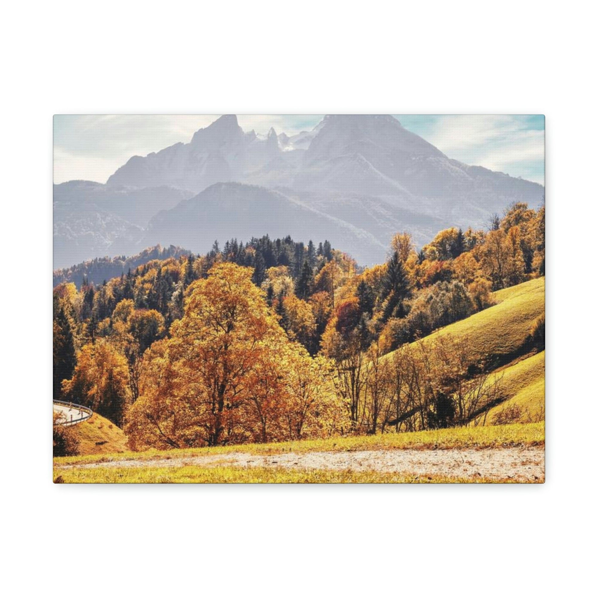 Autumn Fall Scene Beautiful Stunning Autumn Landscape Beauty Nature Scene Vivid Atmospheric Nature Wall Art Ready to Hang Unframed-Express Your Love Gifts