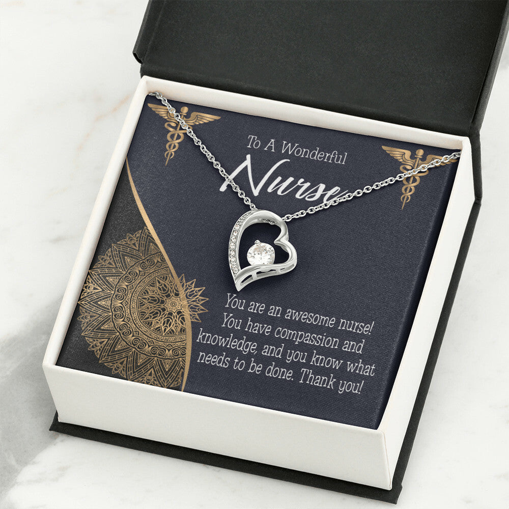 Awesome Nurse Healthcare Medical Worker Nurse Appreciation Gift Forever Necklace w Message Card-Express Your Love Gifts