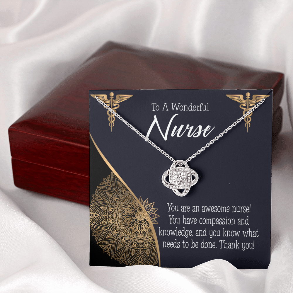 Awesome Nurse Healthcare Medical Worker Nurse Appreciation Gift Infinity Knot Necklace Message Card-Express Your Love Gifts