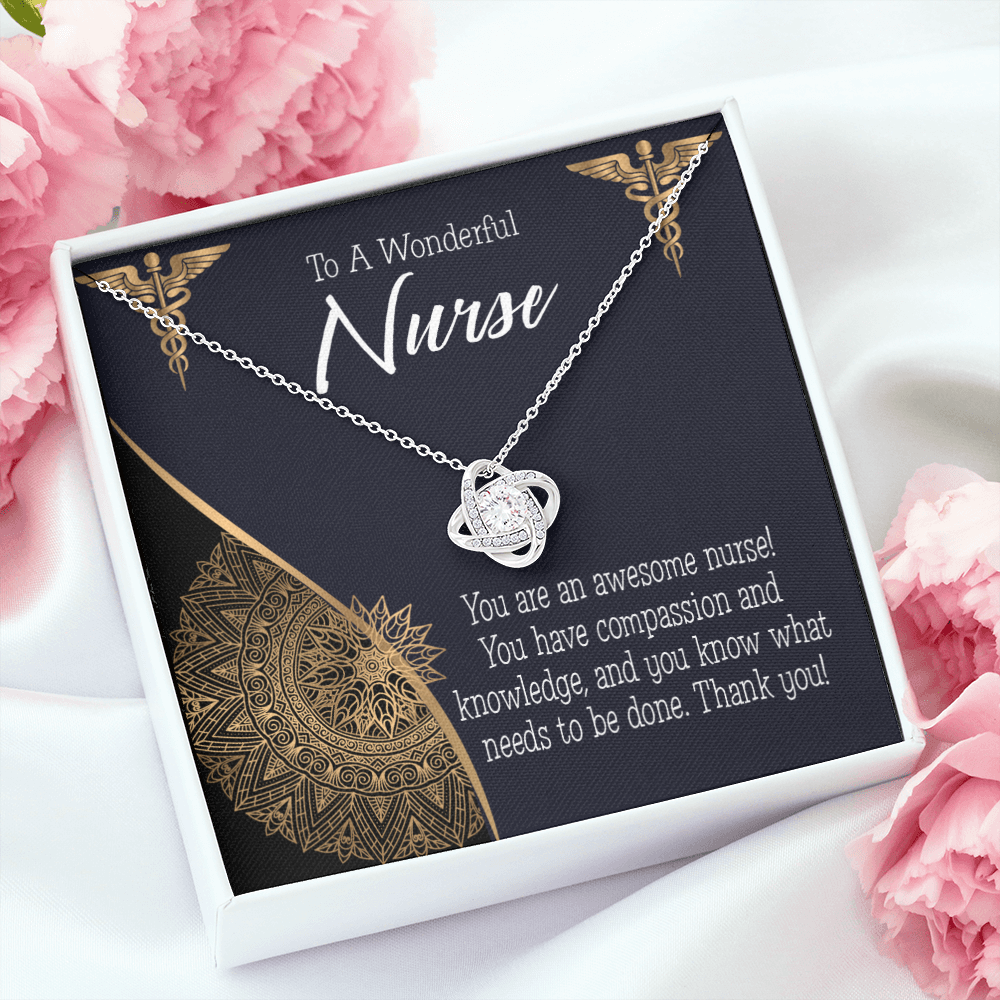 Awesome Nurse Healthcare Medical Worker Nurse Appreciation Gift Infinity Knot Necklace Message Card-Express Your Love Gifts