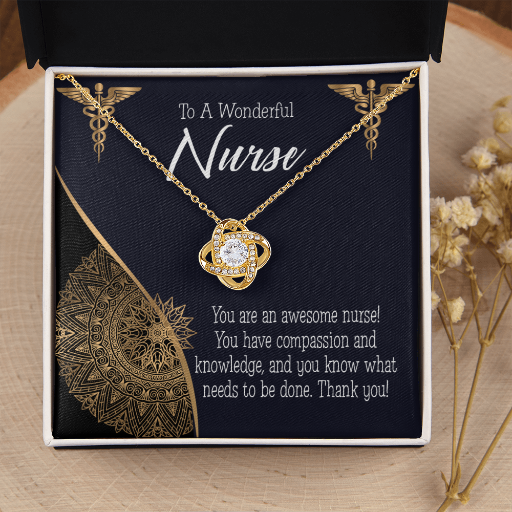 Awesome Nurse Healthcare Medical Worker Nurse Appreciation Gift Infinity Knot Necklace Message Card-Express Your Love Gifts