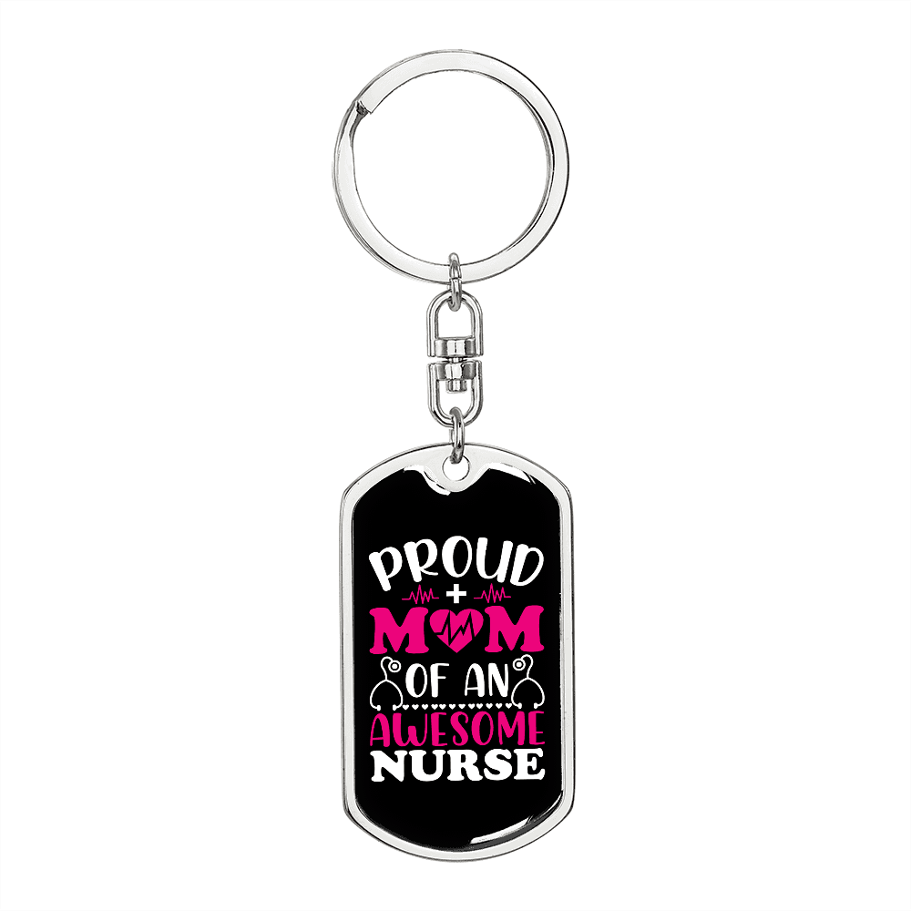 Awesome Nurse Mom Keychain Stainless Steel or 18k Gold Dog Tag Keyring-Express Your Love Gifts