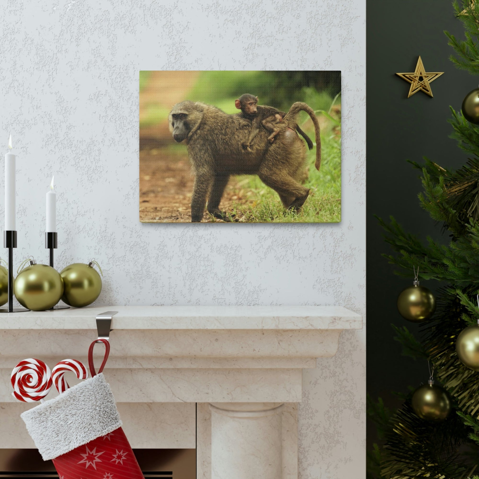 Scripture Walls Baboon Hunting Baboon on Hunt Print Animal Wall Art Wildlife Canvas Prints Wall Art Ready to Hang Unframed-Express Your Love Gifts