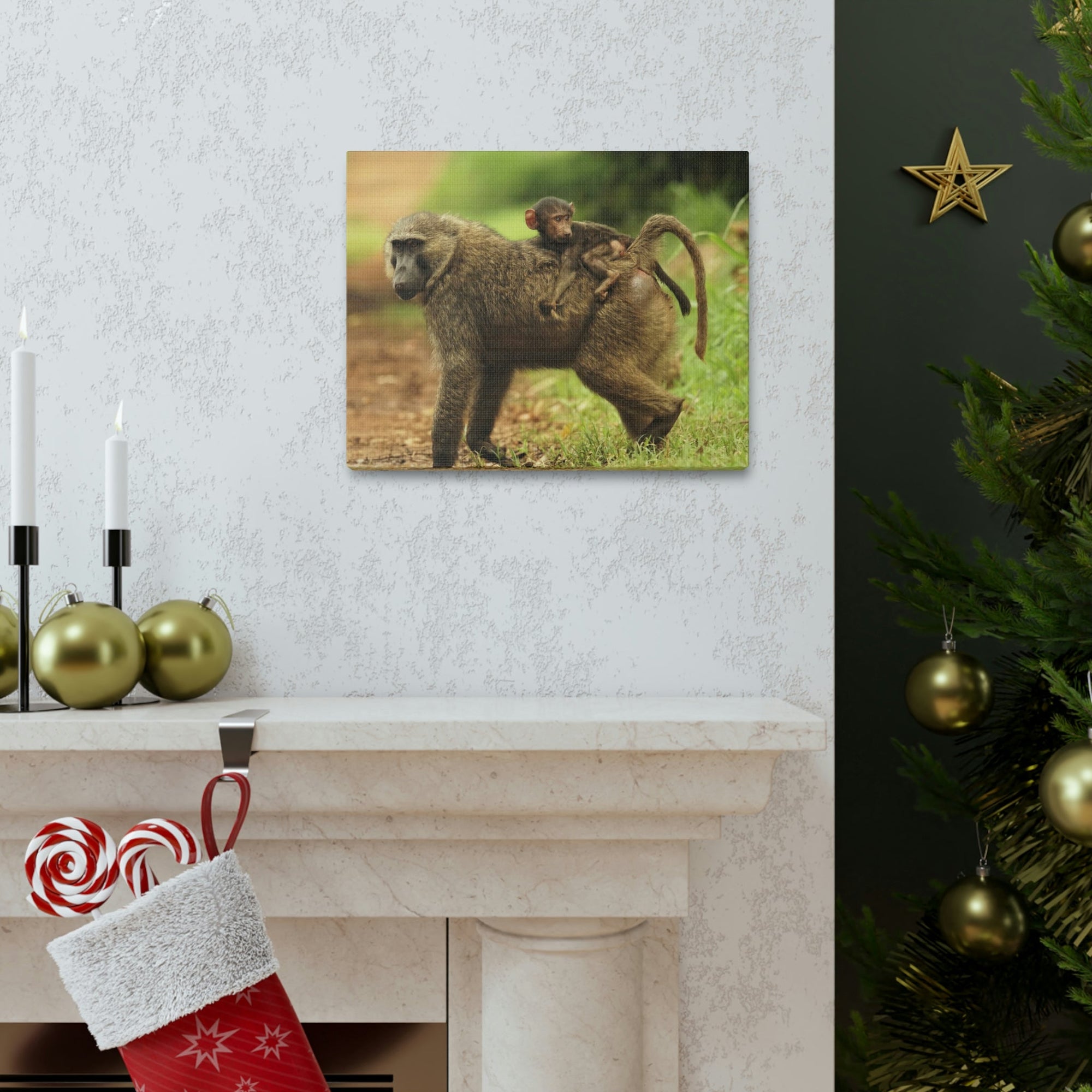 Scripture Walls Baboon Hunting Baboon on Hunt Print Animal Wall Art Wildlife Canvas Prints Wall Art Ready to Hang Unframed-Express Your Love Gifts