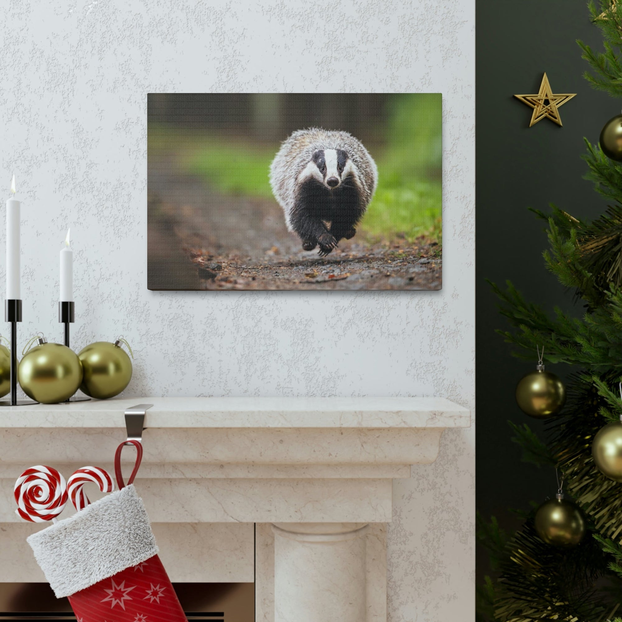 Scripture Walls Badger Hunting Badger on Hunt Print Animal Wall Art Wildlife Canvas Prints Wall Art Ready to Hang Unframed-Express Your Love Gifts