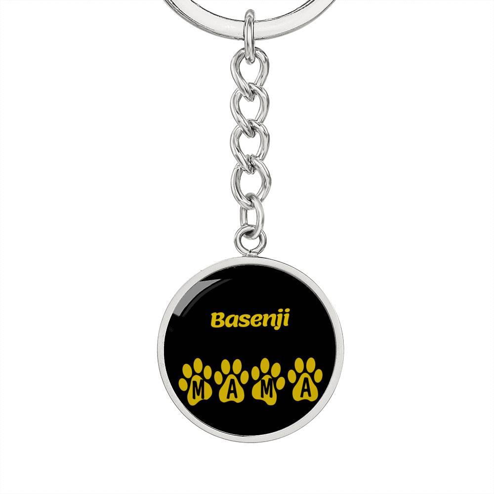 Basenji Mama Circle Keychain Stainless Steel or 18k Gold Dog Mom Pendant-Express Your Love Gifts