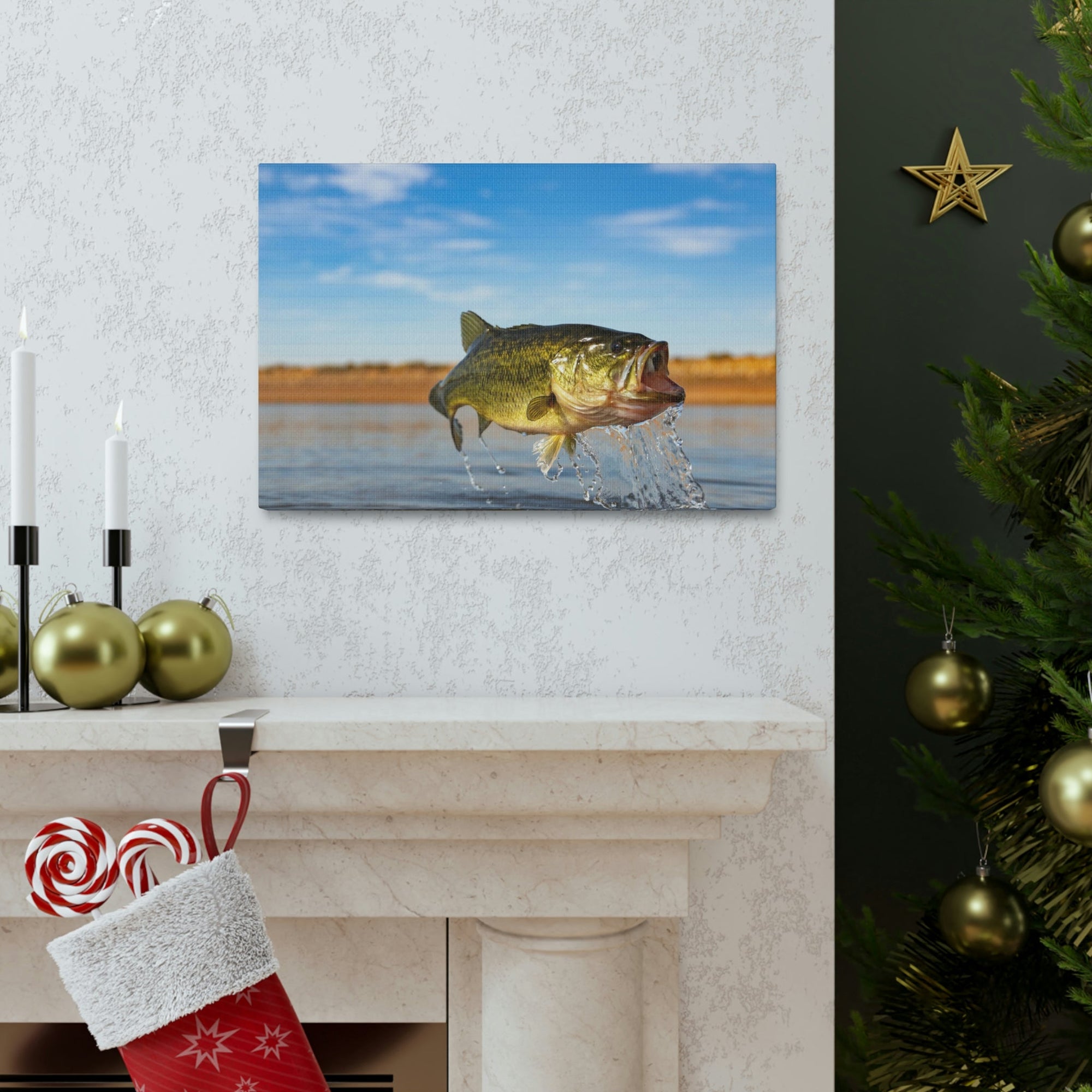 Scripture Walls Bass Hunting Bass on Hunt Print Animal Wall Art Wildlife Canvas Prints Wall Art Ready to Hang Unframed-Express Your Love Gifts