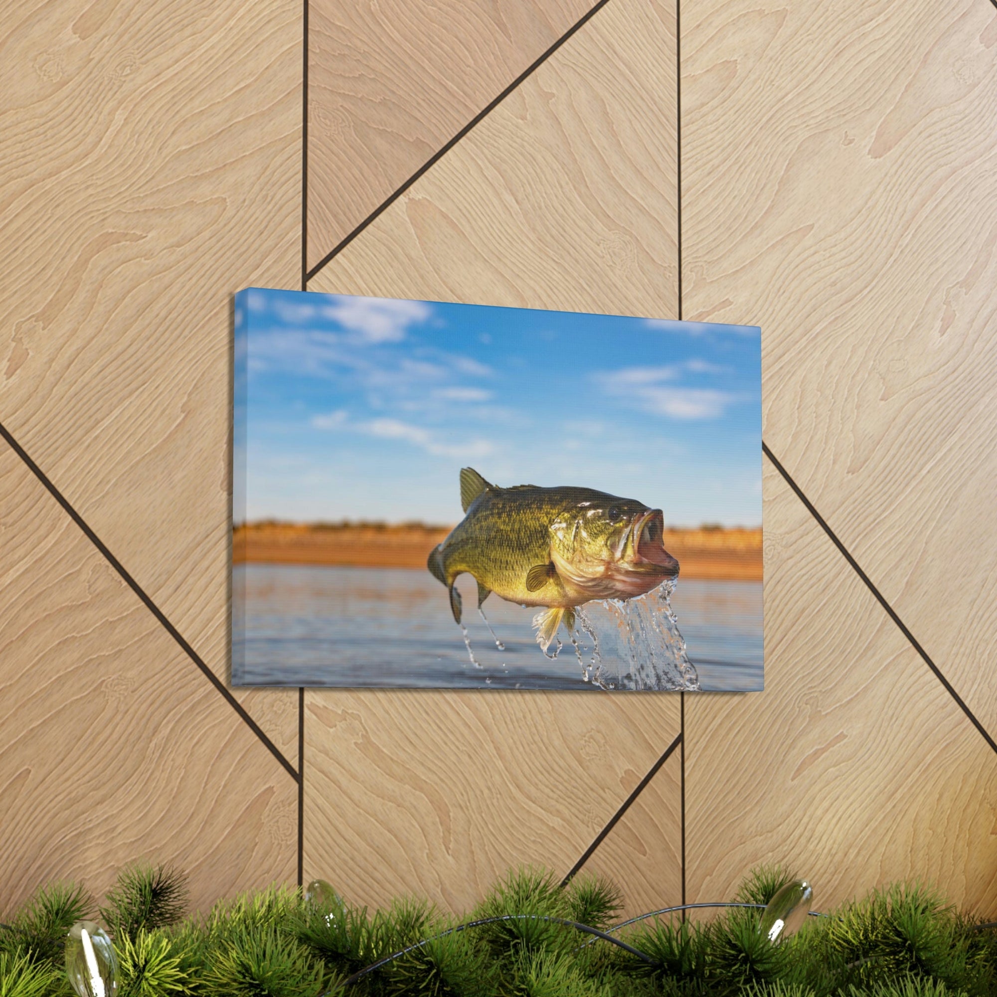 Scripture Walls Bass Hunting Bass on Hunt Print Animal Wall Art Wildlife Canvas Prints Wall Art Ready to Hang Unframed-Express Your Love Gifts