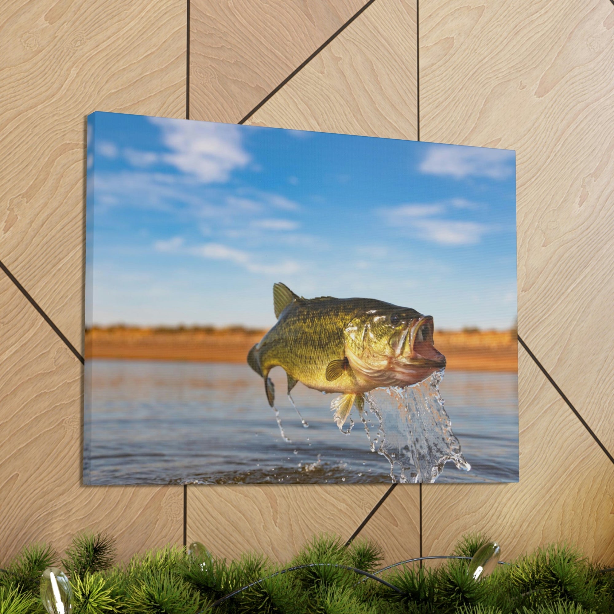 Scripture Walls Bass Hunting Bass on Hunt Print Animal Wall Art Wildlife Canvas Prints Wall Art Ready to Hang Unframed-Express Your Love Gifts