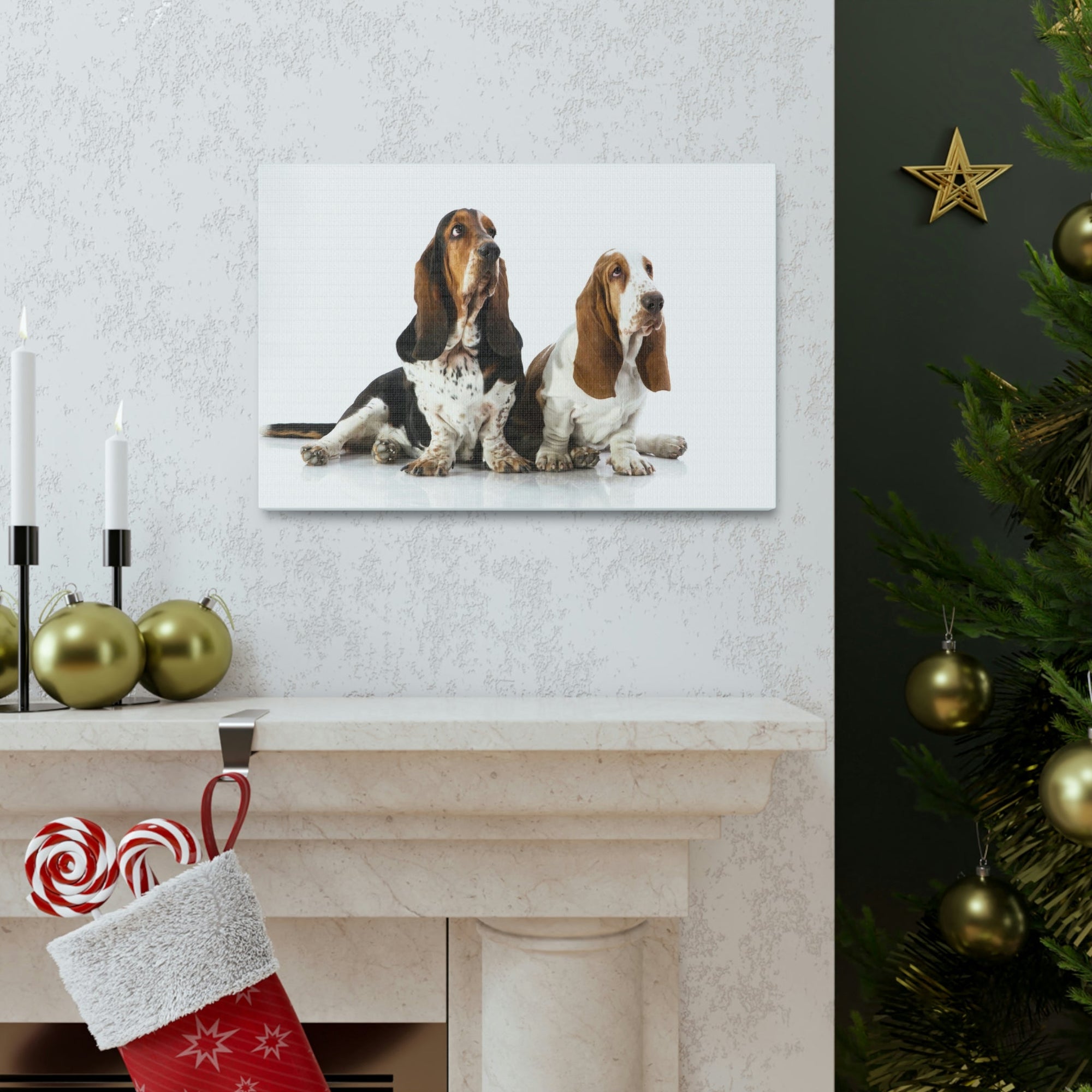 Scripture Walls Basset Hound Couple Basset Hound Troop Print Animal Wall Art Wildlife Canvas Prints Wall Art Ready to Hang Unframed-Express Your Love Gifts