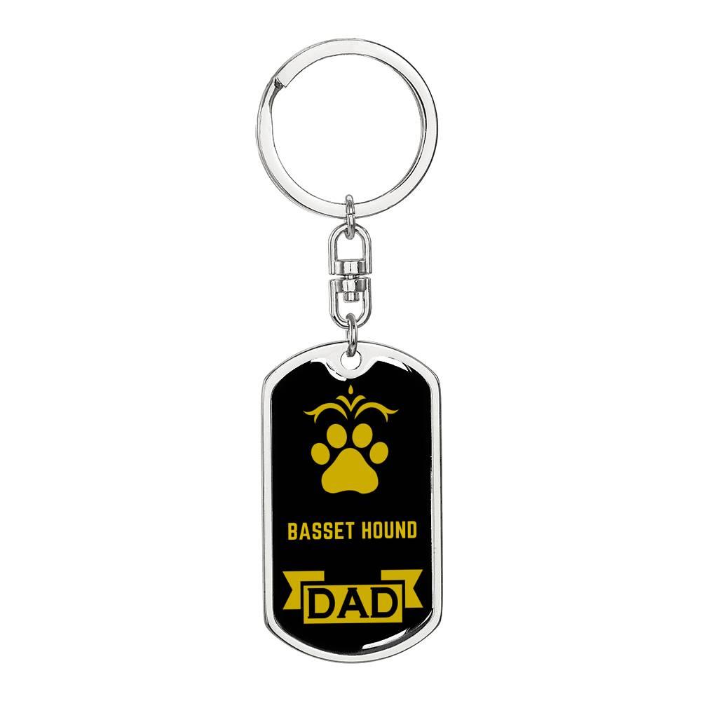 Basset Hound Keychain Stainless Steel or 18k Gold-Express Your Love Gifts