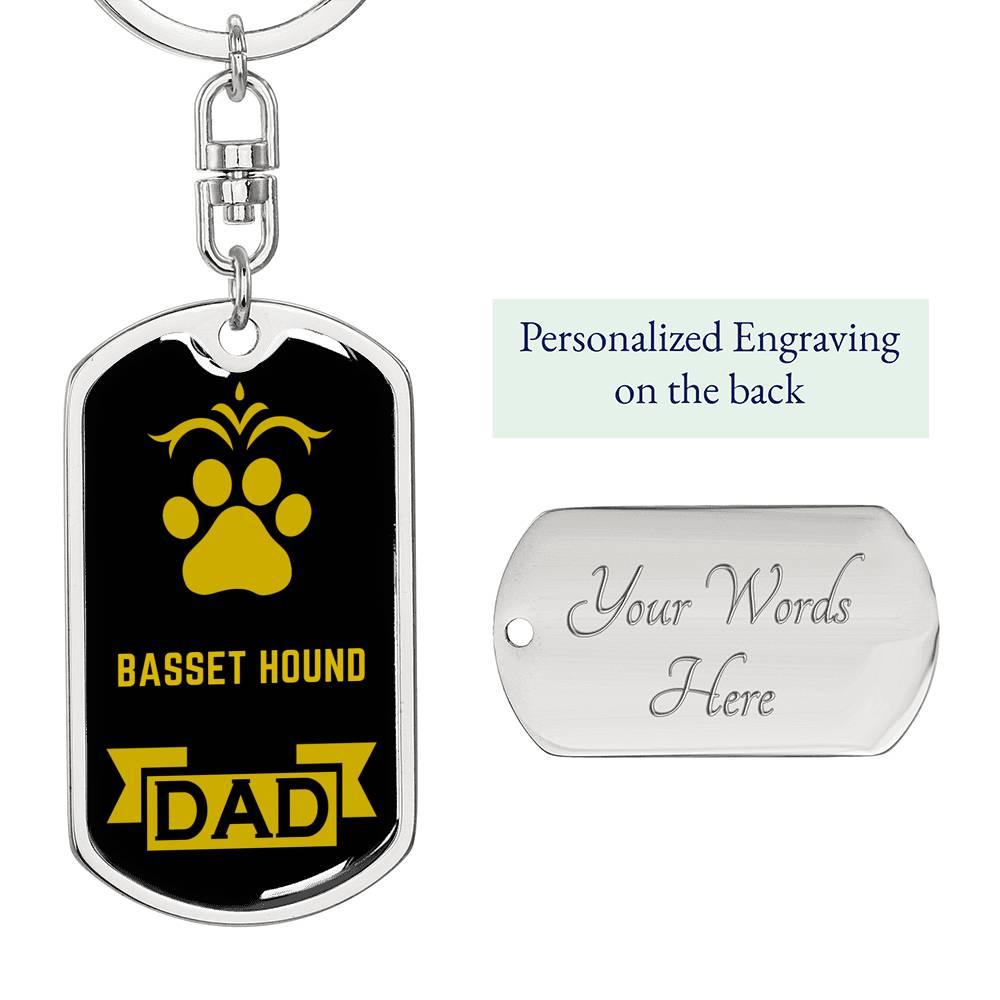 Basset Hound Keychain Stainless Steel or 18k Gold-Express Your Love Gifts