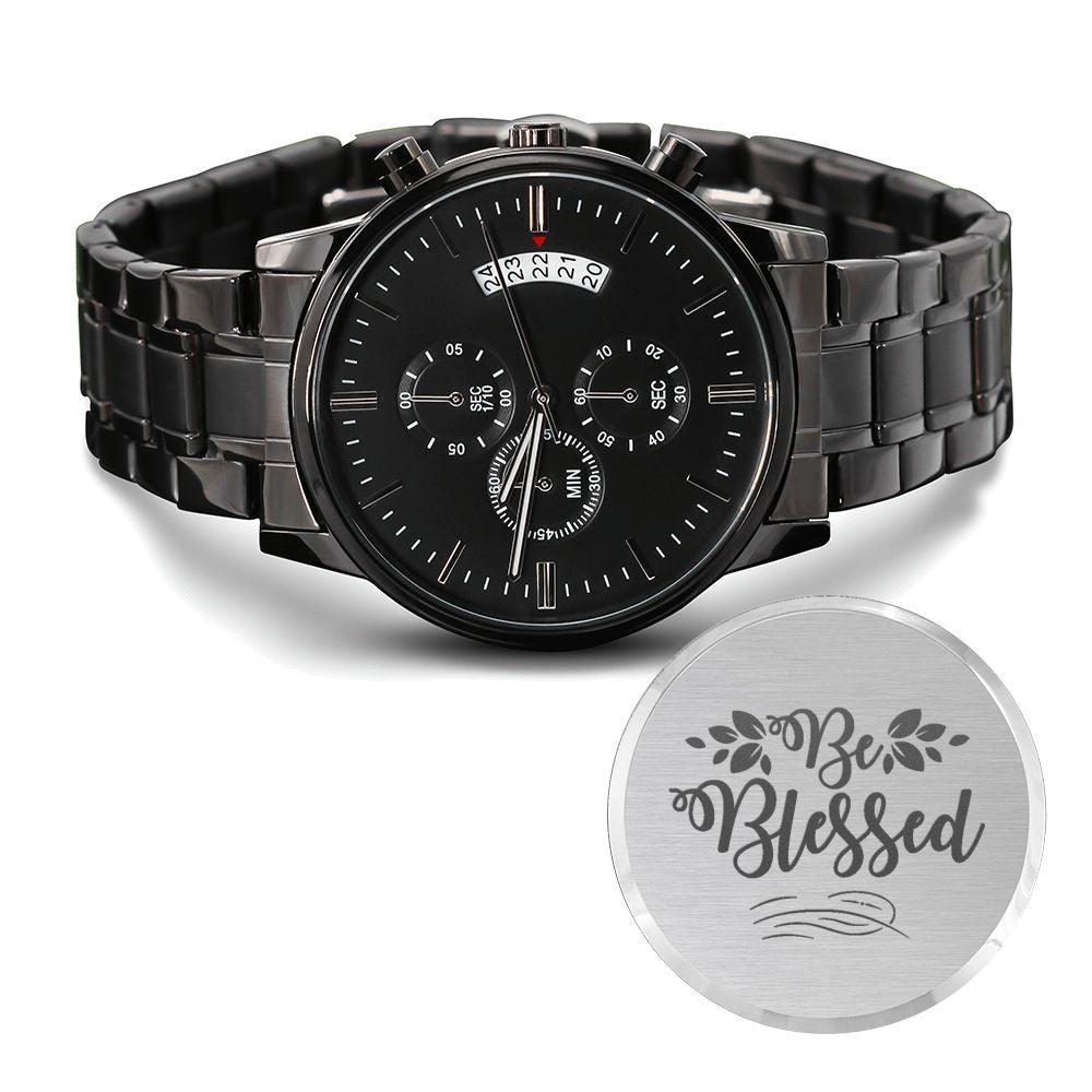 Be Blessed Engraved Bible Verse Men&#39;s Watch Multifunction Stainless Steel W Copper Dial-Express Your Love Gifts