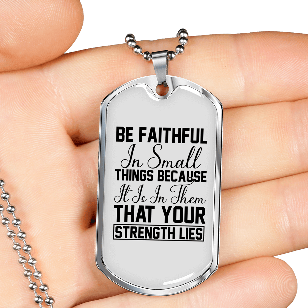 Be Faithful Necklace Stainless Steel or 18k Gold Dog Tag 24" Chain-Express Your Love Gifts