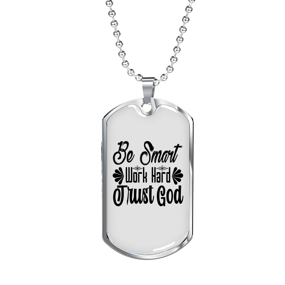 Be Smart Necklace Stainless Steel or 18k Gold Dog Tag 24" Chain-Express Your Love Gifts
