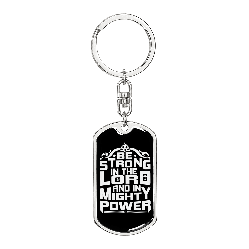 Be Strong Christian Keychain Stainless Steel or 18k Gold Dog Tag Keyring-Express Your Love Gifts
