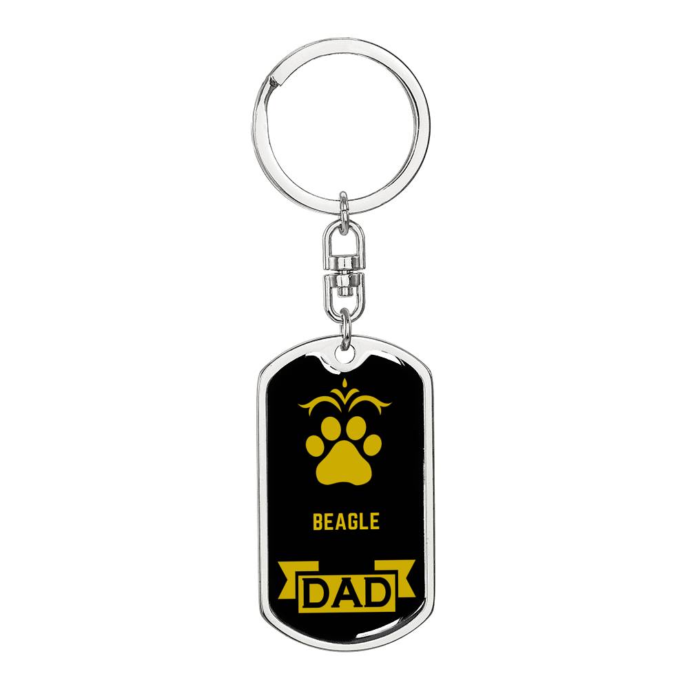 Beagle Dad Keychain Stainless Steel or 18k Gold-Express Your Love Gifts