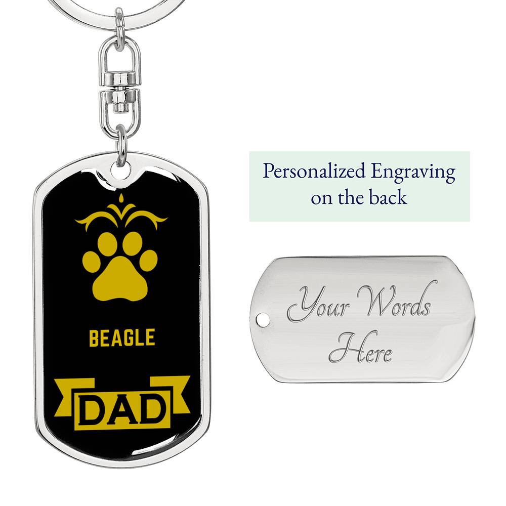 Beagle Dad Keychain Stainless Steel or 18k Gold-Express Your Love Gifts