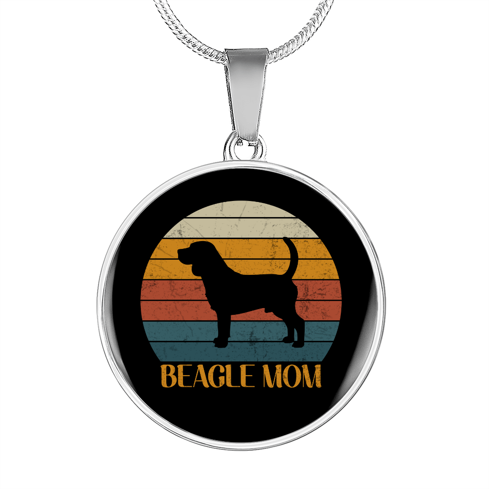 Beagle Dog Mom Circle Necklace Stainless Steel or 18k Gold 18-22"-Express Your Love Gifts