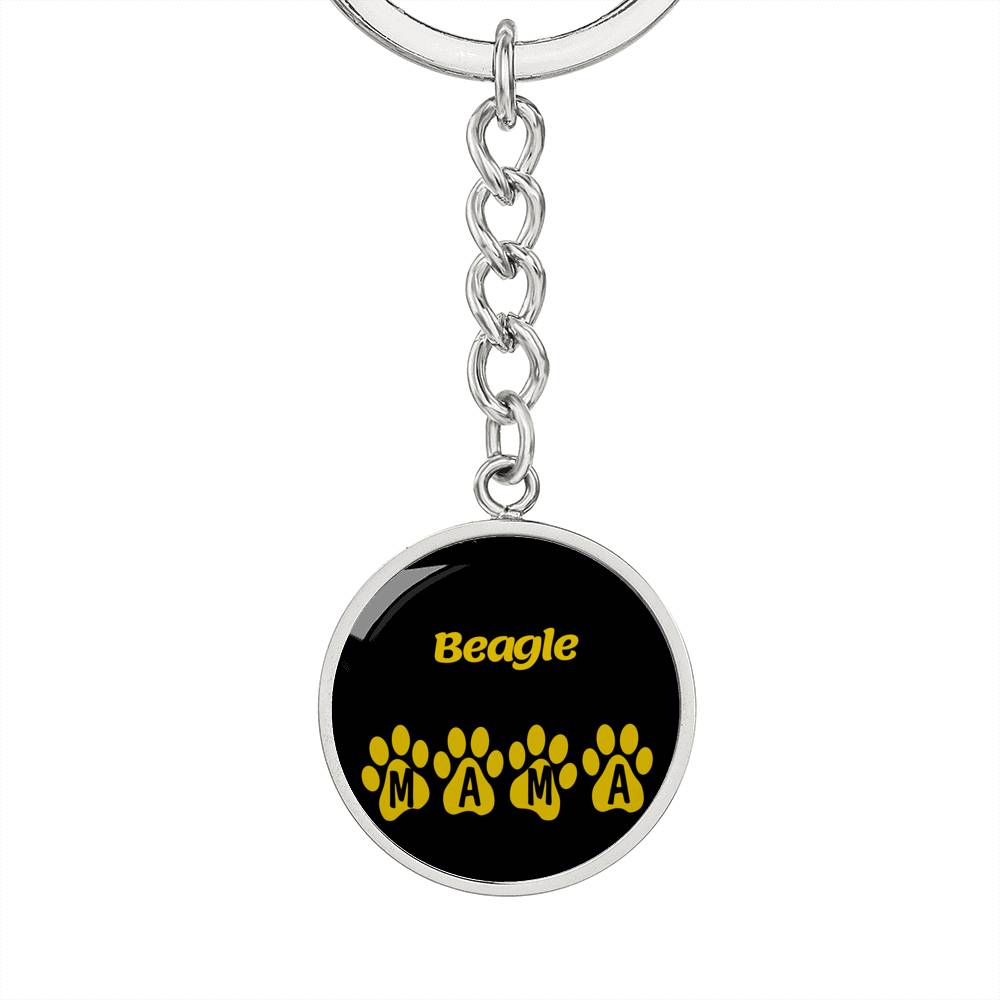 Beagle Mama Circle Keychain Stainless Steel or 18k Gold Dog Mom Pendant-Express Your Love Gifts