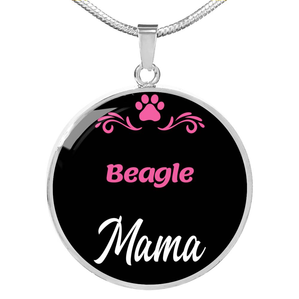 Beagle Mama Necklace Circle Pendant Stainless Steel or 18k Gold 18-22" Dog Mom Pendant-Express Your Love Gifts