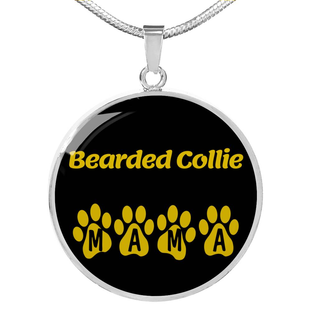 Bearded Collie Mama Circle Necklace Stainless Steel or 18k Gold 18-22" Dog Owner Lover-Express Your Love Gifts