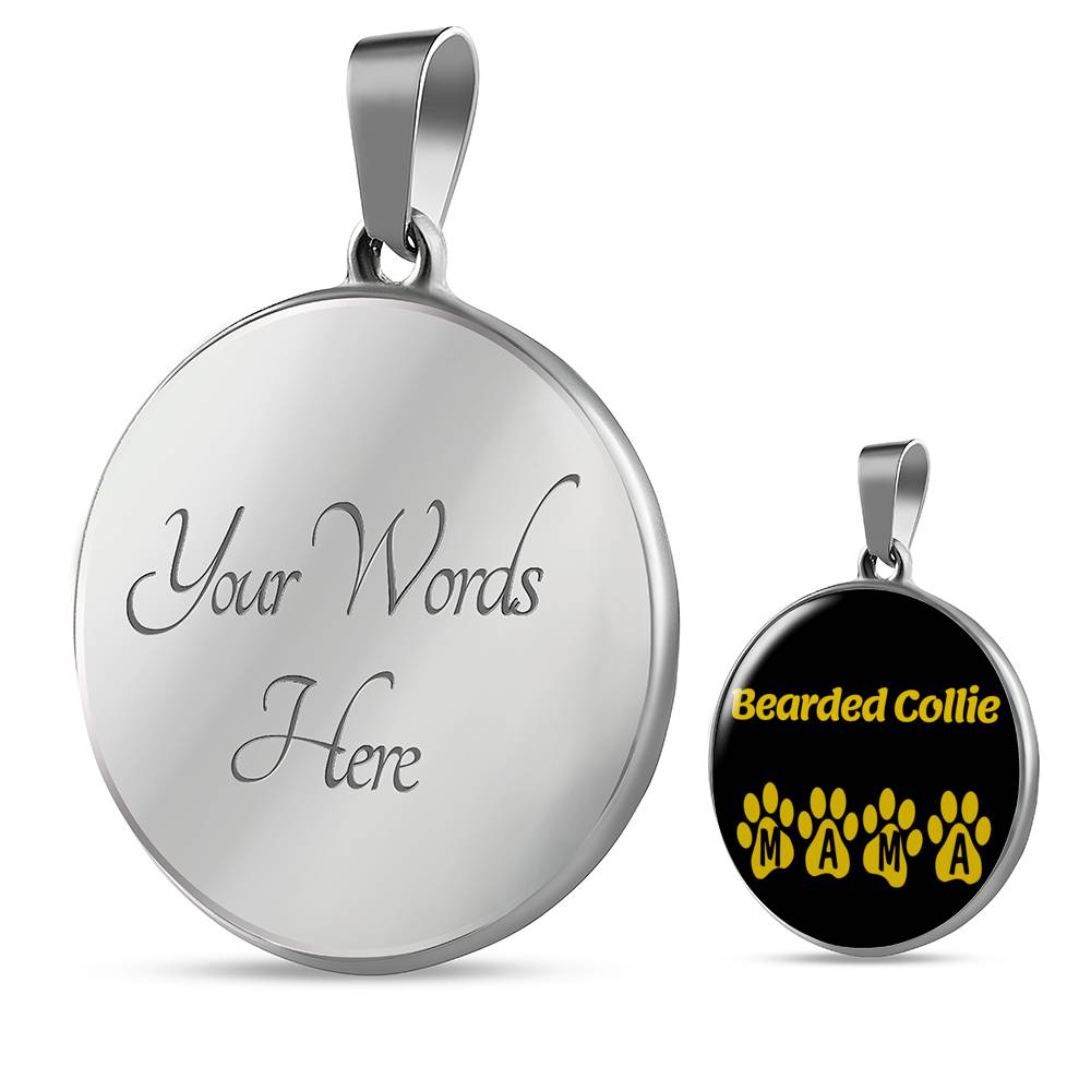 Bearded Collie Mama Circle Necklace Stainless Steel or 18k Gold 18-22" Dog Owner Lover-Express Your Love Gifts