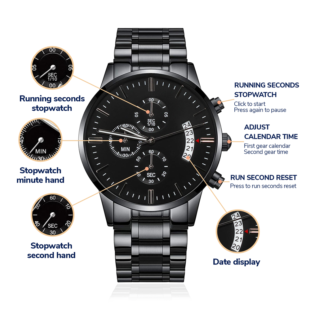 Bearded Dad Engraved Multifunction Analog Stainless Steel Chronograph Men's Watch W Copper Dial-Express Your Love Gifts