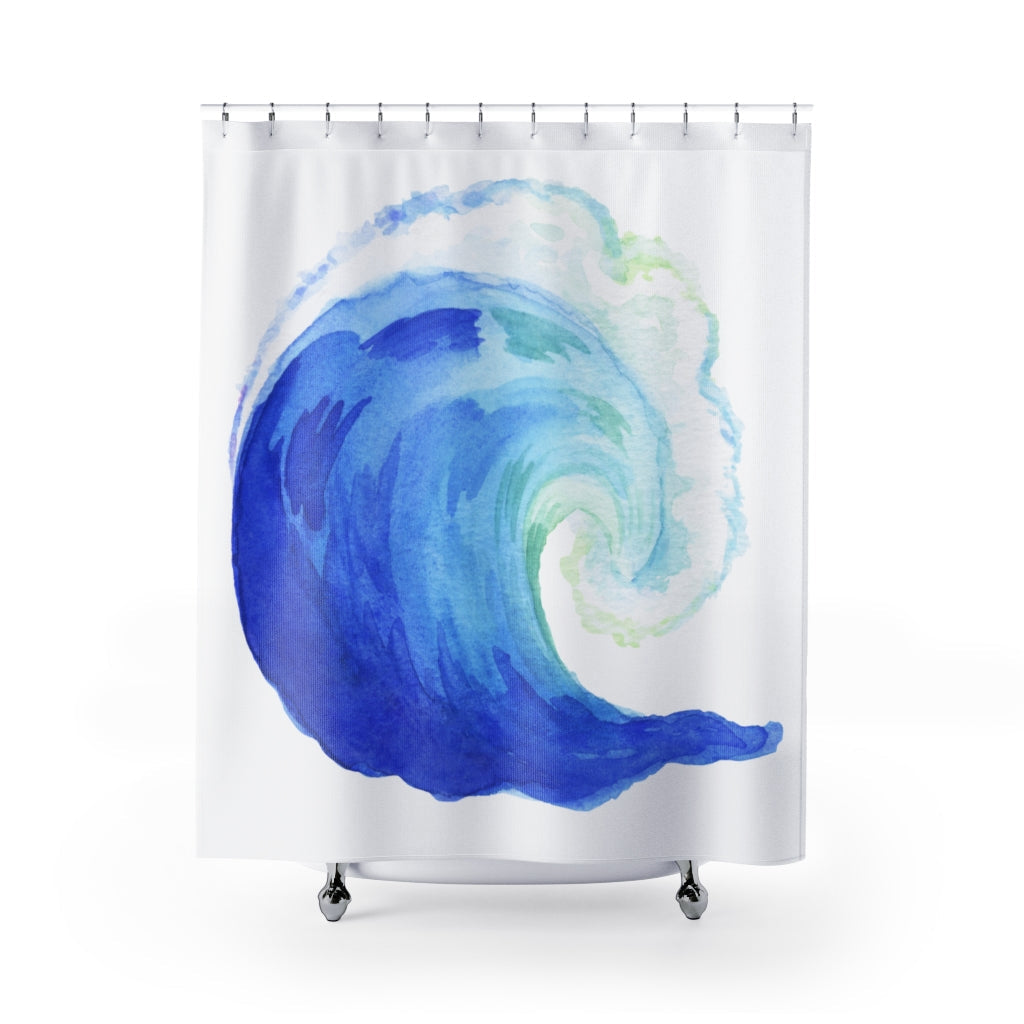 Beautiful Big Waves Stylish Design 71&quot; x 74&quot; Elegant Waterproof Shower Curtain for a Spa-like Bathroom Paradise Exceptional Craftsmanship-Express Your Love Gifts