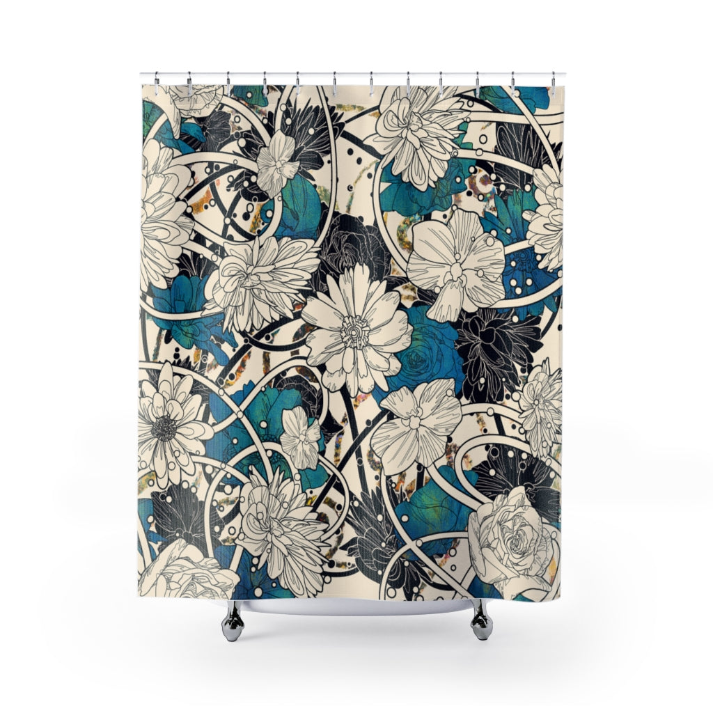 Beautiful Flowers White Stylish Design 71&quot; x 74&quot; Elegant Waterproof Shower Curtain for a Spa-like Bathroom Paradise Exceptional Craftsmanship-Express Your Love Gifts