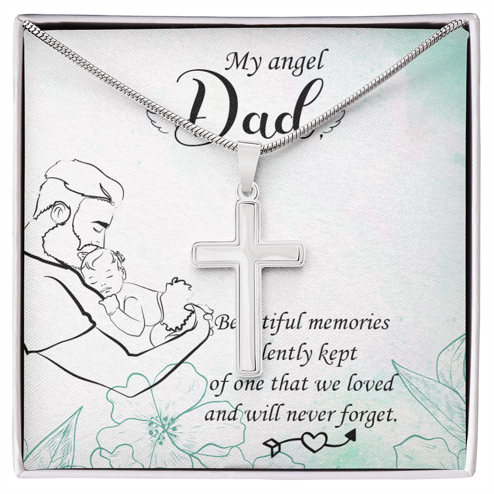 Beautiful Memories Dad Memorial Gift Dad Memorial Cross Necklace Sympathy Gift Loss of Father Condolence Message Card-Express Your Love Gifts