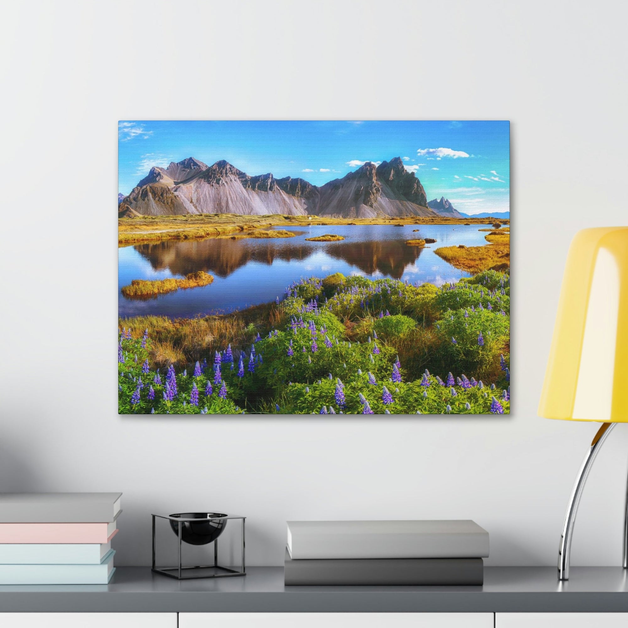 Beautiful Sunny Day Scene Beautiful And Lupine Flowers Beauty Nature Scene Stunning Wild Wall Art Ready to Hang Unframed-Express Your Love Gifts