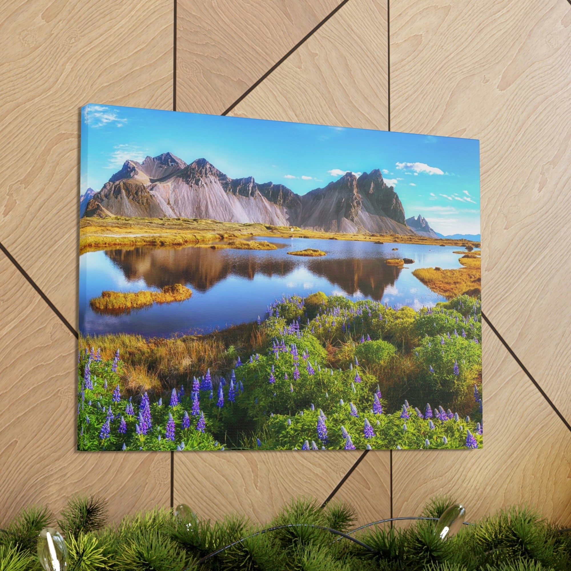 Beautiful Sunny Day Scene Beautiful And Lupine Flowers Beauty Nature Scene Stunning Wild Wall Art Ready to Hang Unframed-Express Your Love Gifts