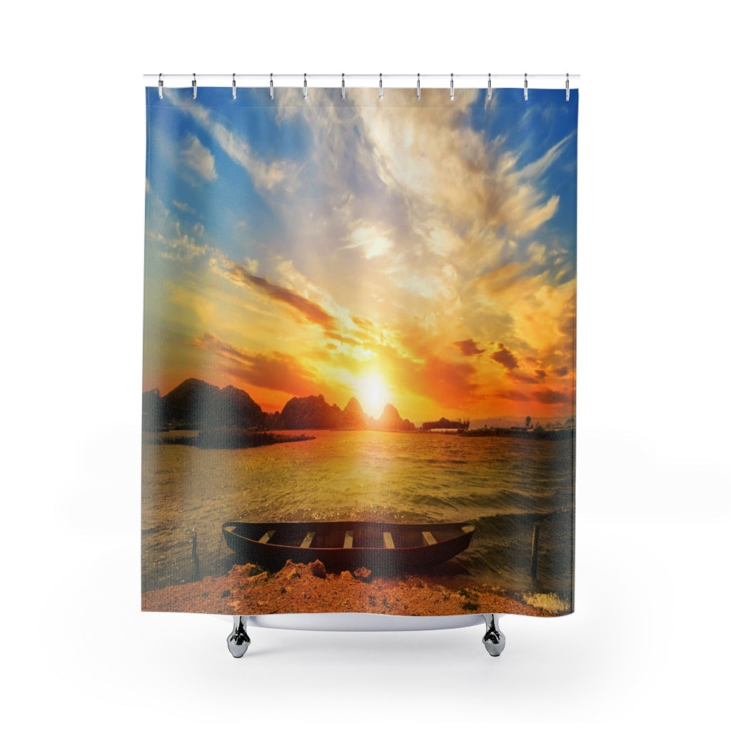 Beautiful Sunset Beach Stylish Design 71&quot; x 74&quot; Elegant Waterproof Shower Curtain for a Spa-like Bathroom Paradise Exceptional Craftsmanship-Express Your Love Gifts