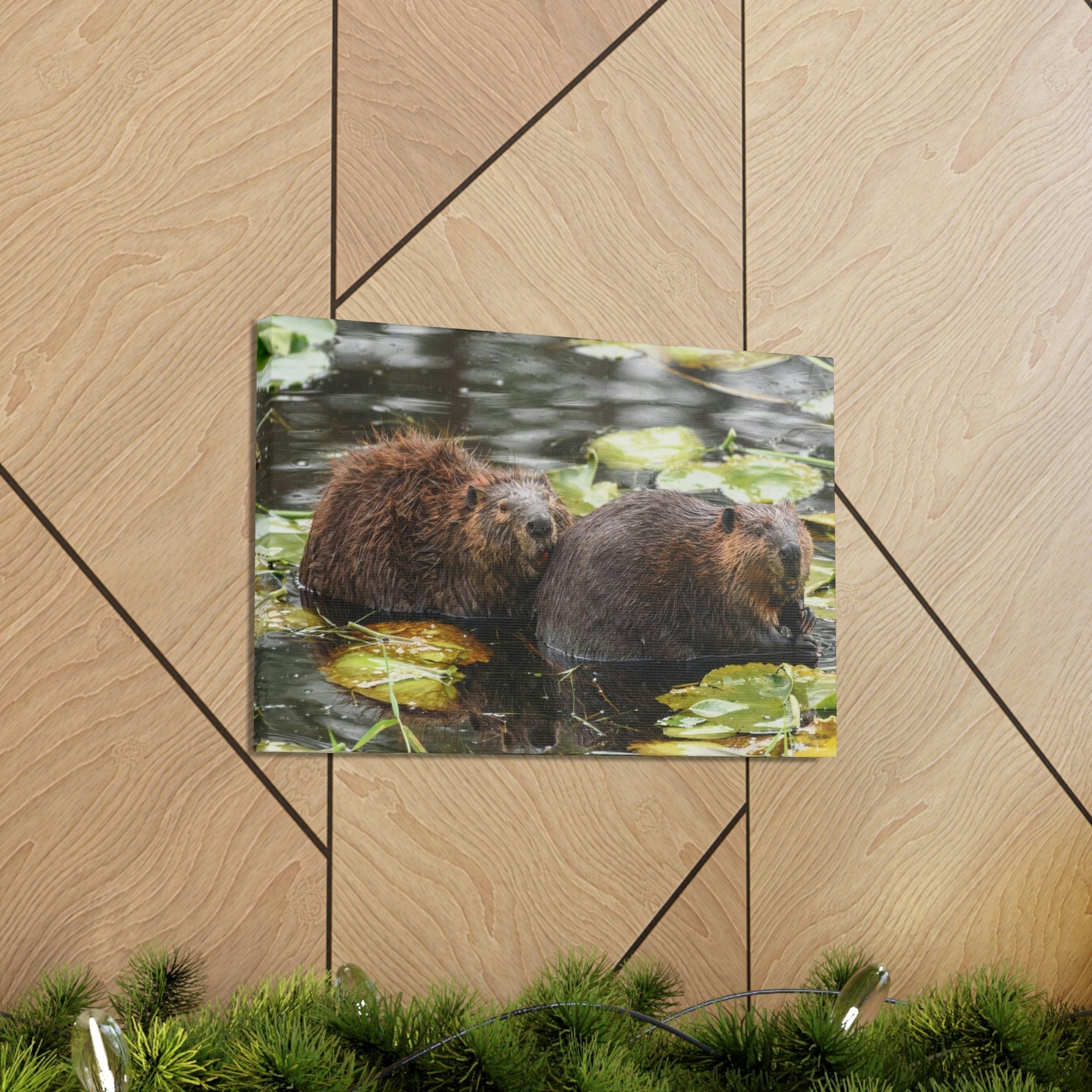 Scripture Walls Beaver Couple Beaver Troop Print Animal Wall Art Wildlife Canvas Prints Wall Art Ready to Hang Unframed-Express Your Love Gifts