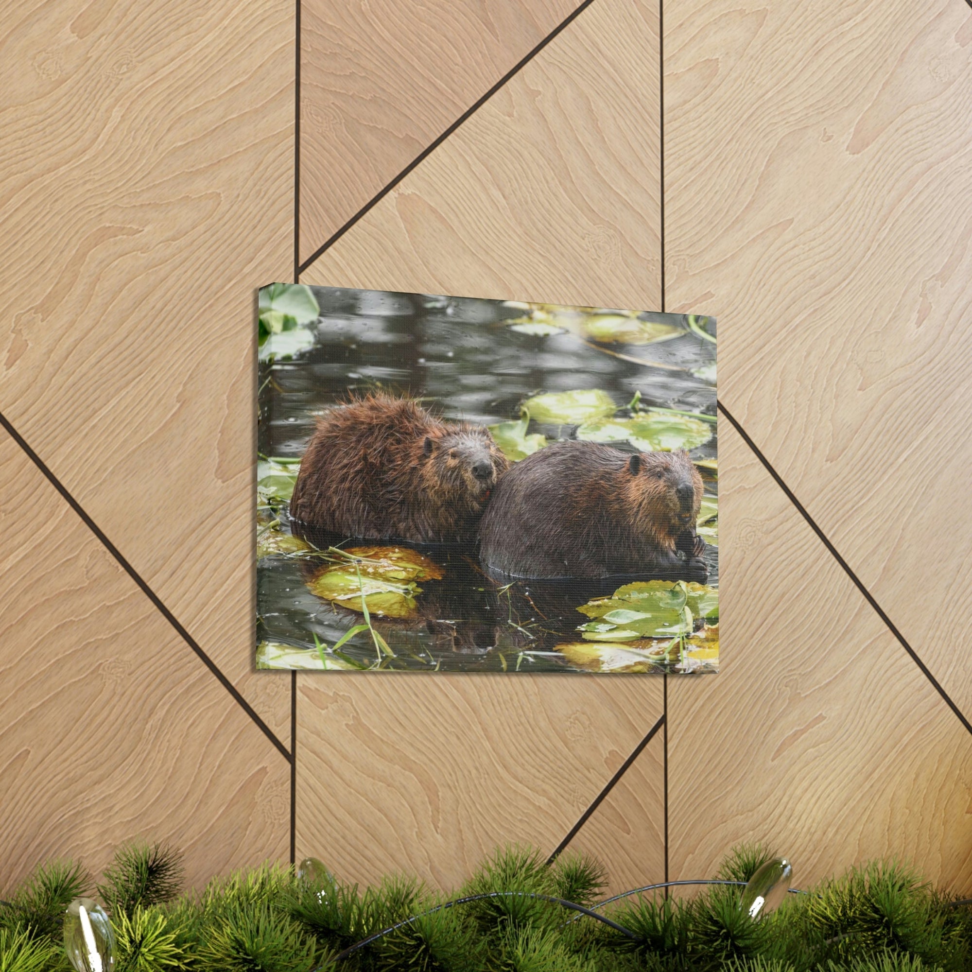 Scripture Walls Beaver Couple Beaver Troop Print Animal Wall Art Wildlife Canvas Prints Wall Art Ready to Hang Unframed-Express Your Love Gifts