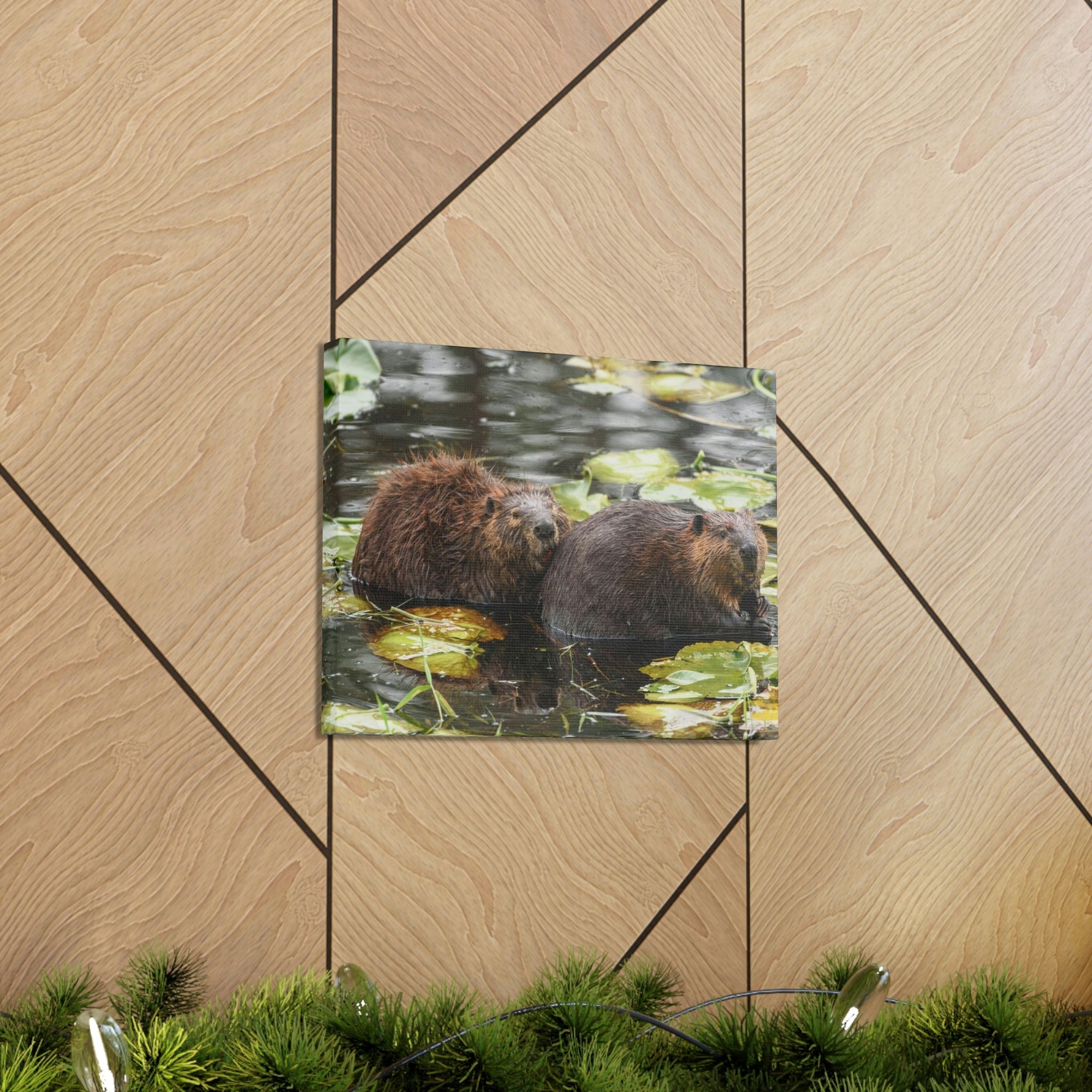 Scripture Walls Beaver Couple Beaver Troop Print Animal Wall Art Wildlife Canvas Prints Wall Art Ready to Hang Unframed-Express Your Love Gifts