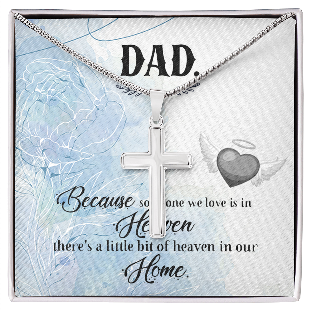 Because Someone We Love Dad Memorial Gift Dad Memorial Cross Necklace Sympathy Gift Loss of Father Condolence Message Card-Express Your Love Gifts