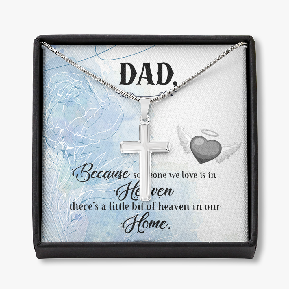 Because Someone We Love Dad Memorial Gift Dad Memorial Cross Necklace Sympathy Gift Loss of Father Condolence Message Card-Express Your Love Gifts