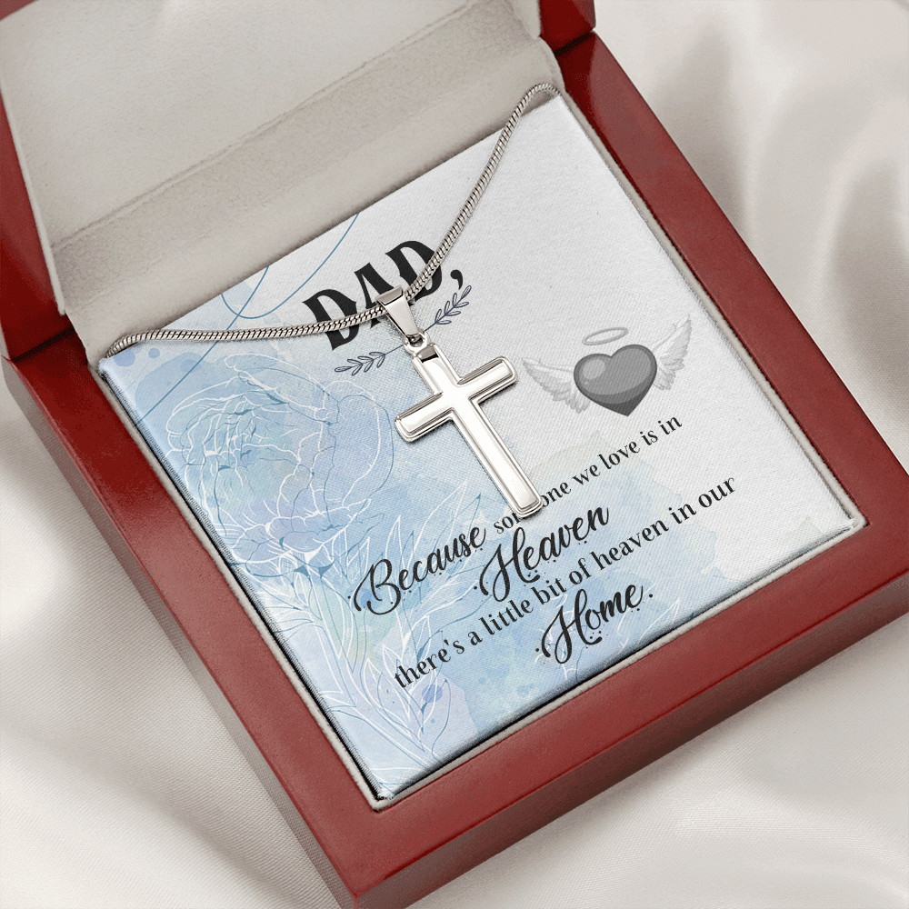 Because Someone We Love Dad Memorial Gift Dad Memorial Cross Necklace Sympathy Gift Loss of Father Condolence Message Card-Express Your Love Gifts